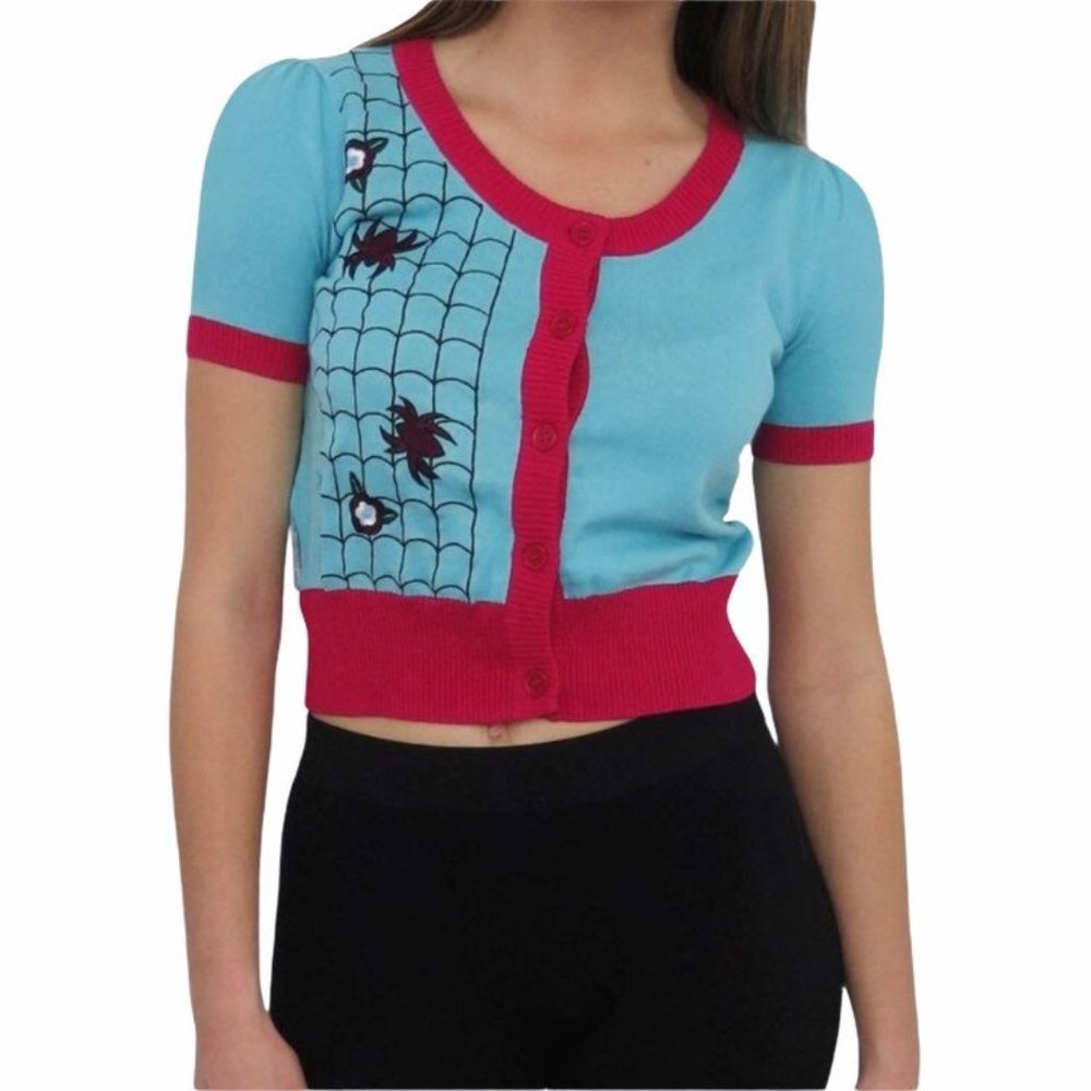 NWOT Marvel Spiderman Gwen Crop cardigan Sweater